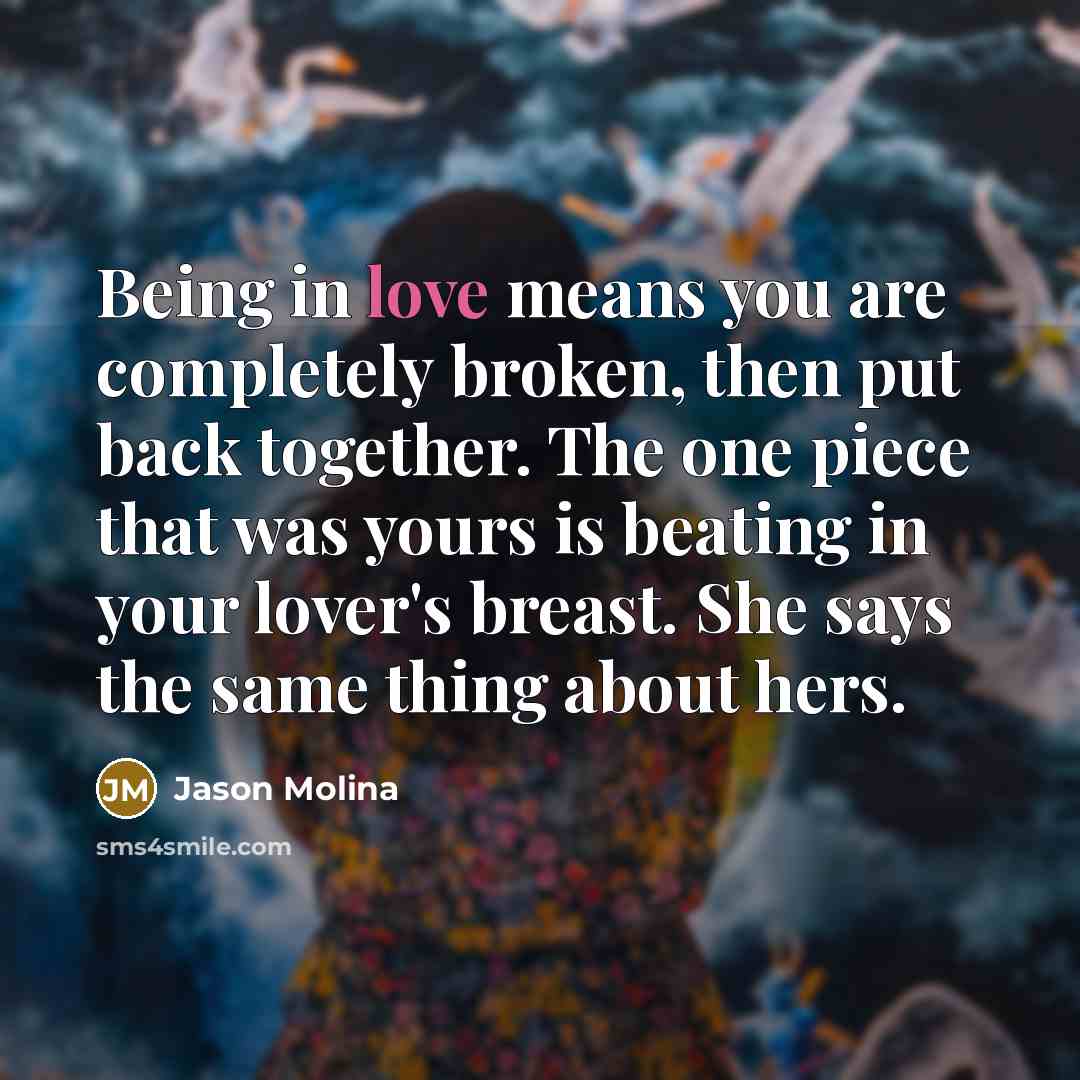 “Being in love means you are completely broken, then put…” quote by Jason Molina