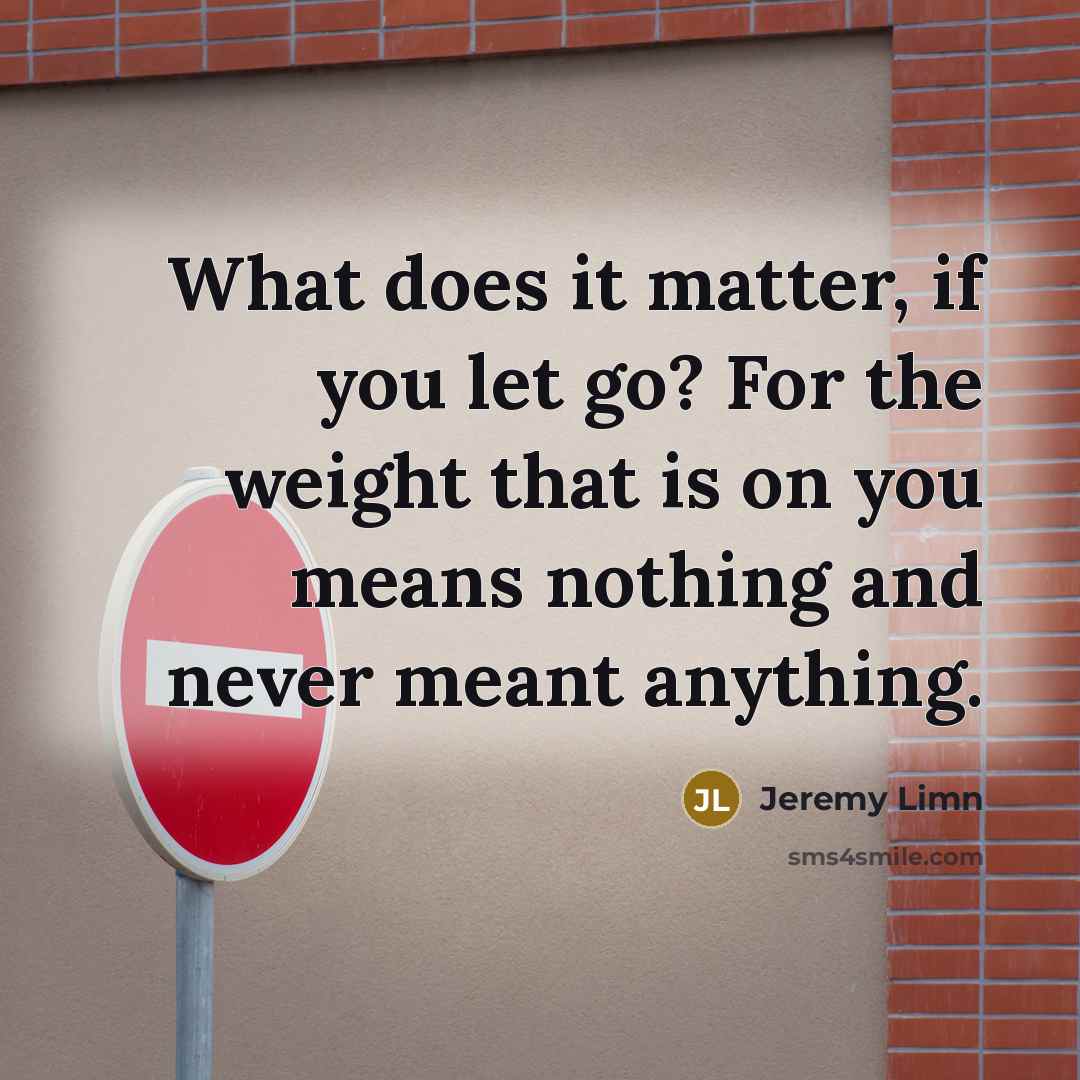 “What does it matter, if you let go? For the…” quote by Jeremy Limn