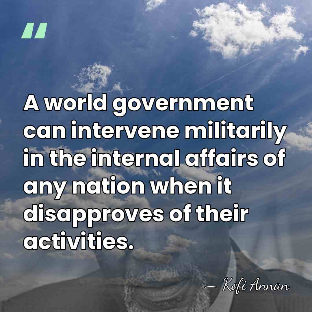 A world government can intervene militarily in the internal affairs of any&hellip; - Kofi Annan