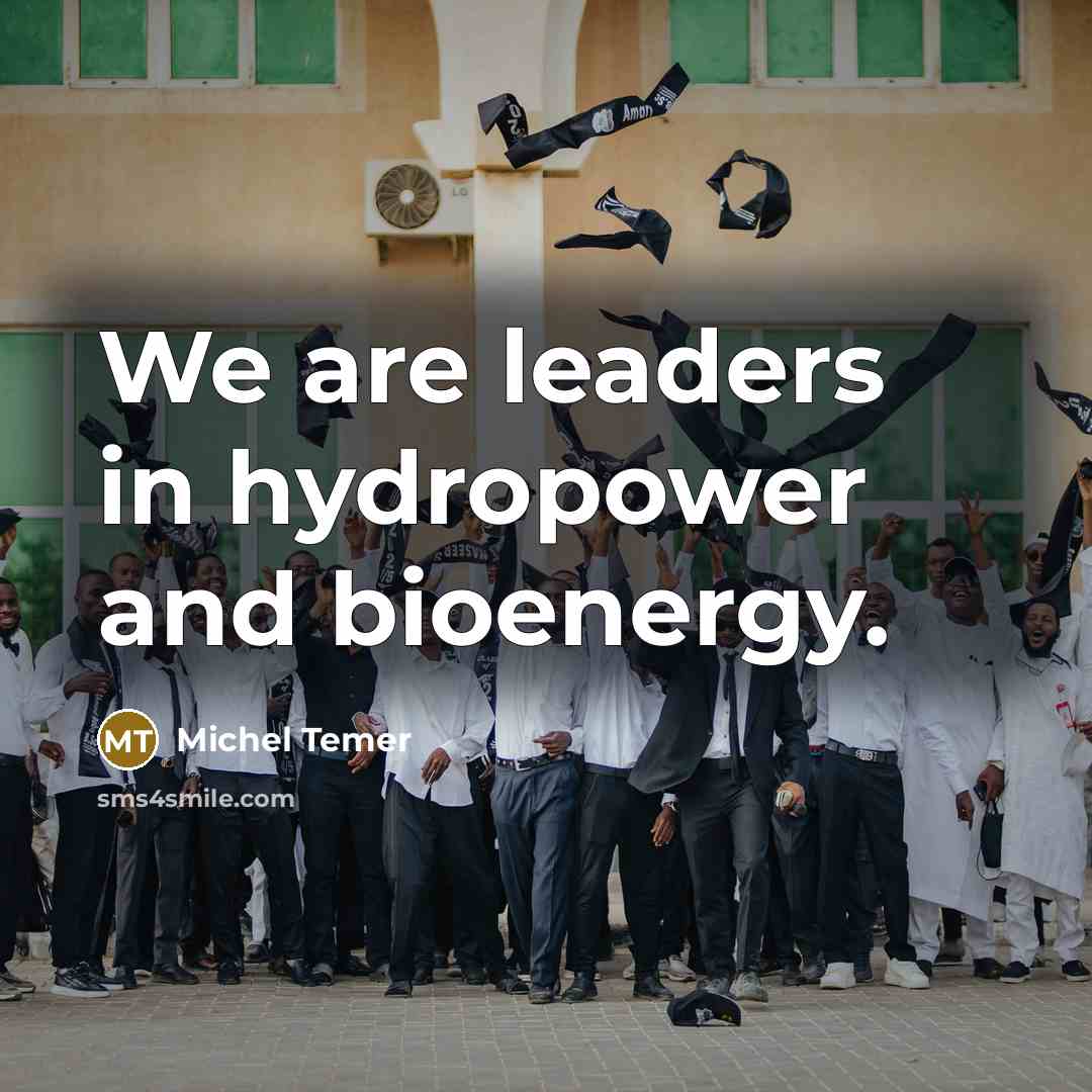“We are leaders in hydropower and bioenergy.…” quote by Michel Temer
