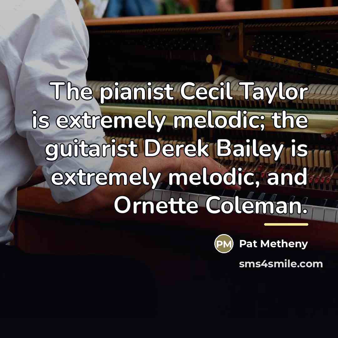 “The pianist Cecil Taylor is extremely melodic; the guitarist Derek…” quote by Pat Metheny