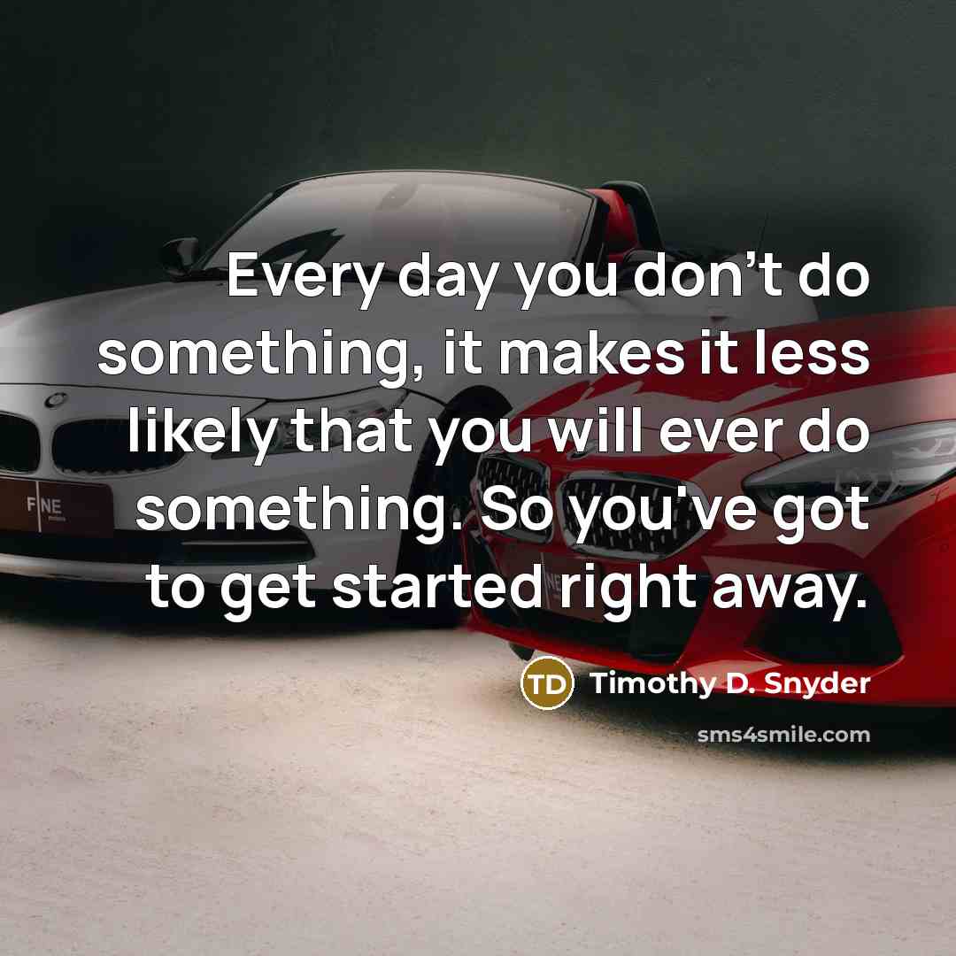 “Every day you don't do something, it makes it less…” quote by Timothy D. Snyder