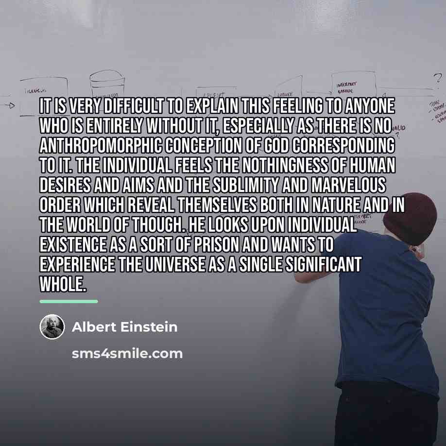 “It is very difficult to explain this feeling to anyone…” quote by Albert Einstein