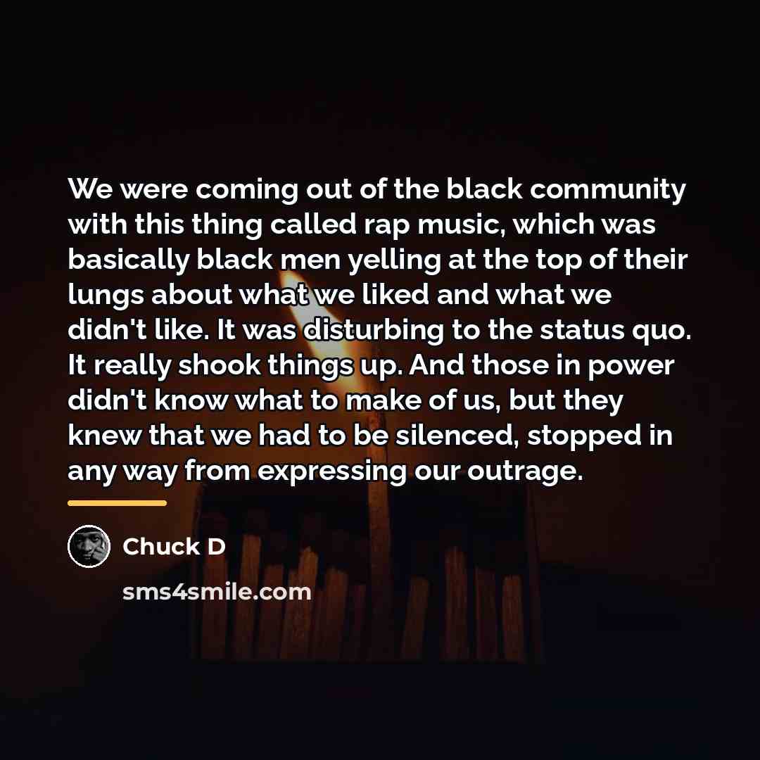 “We were coming out of the black community with this…” quote by Chuck D