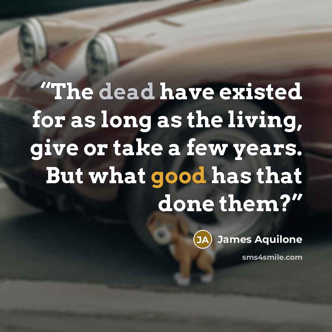 “The dead have existed for as long as the living, give or take a few years. But what good has that done them?” quote by James Aquilone