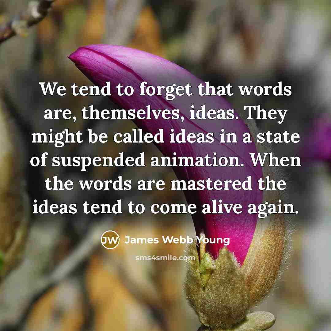 “We tend to forget that words are, themselves, ideas. They…” quote by James Webb Young