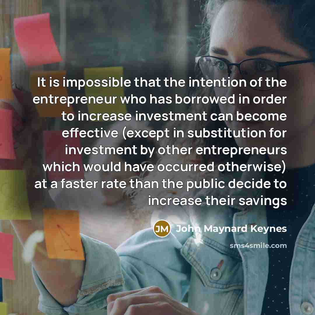 “It is impossible that the intention of the entrepreneur who…” quote by John Maynard Keynes