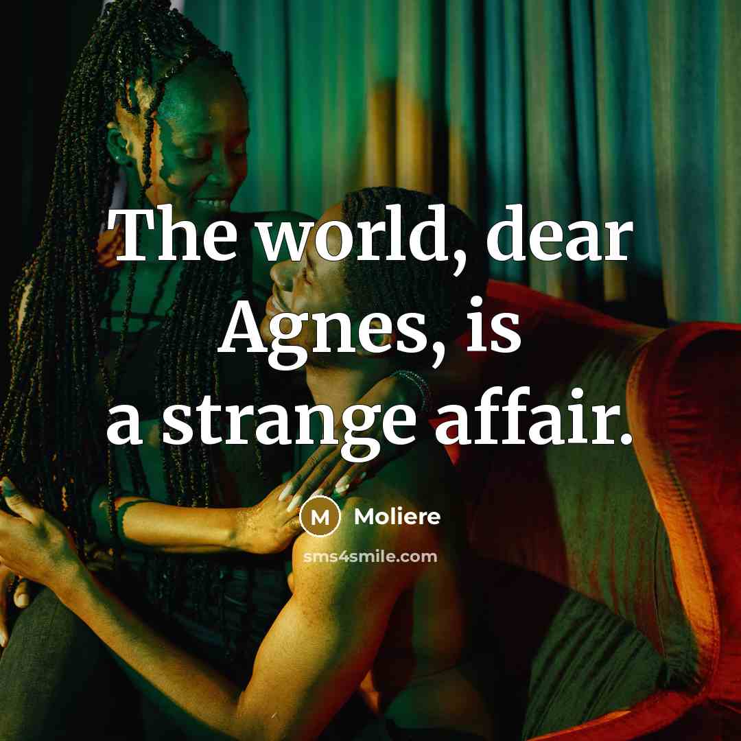“The world, dear Agnes, is a strange affair.…” quote by Moliere