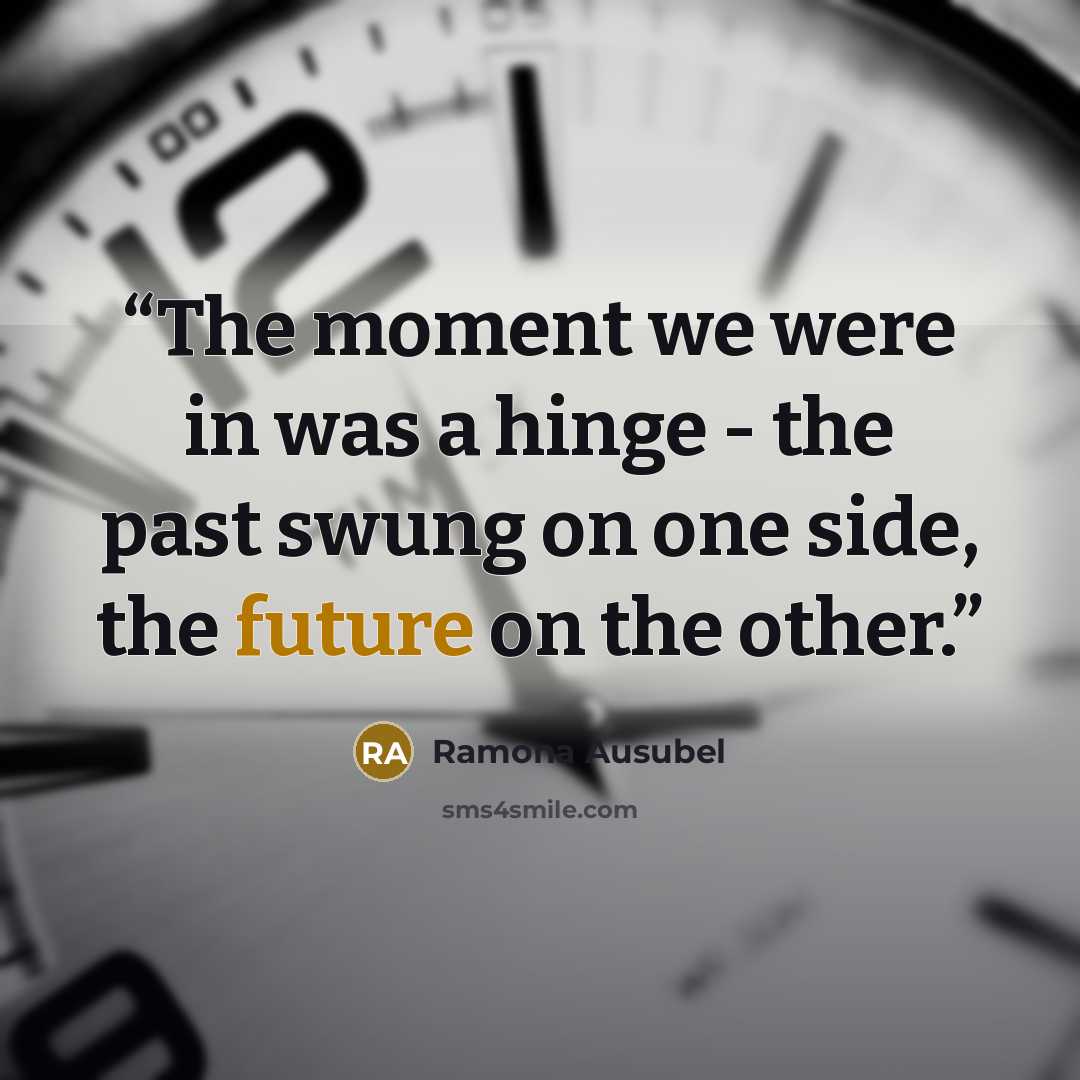 “The moment we were in was a hinge - the past swung on one side, the future on the other.” quote by Ramona Ausubel