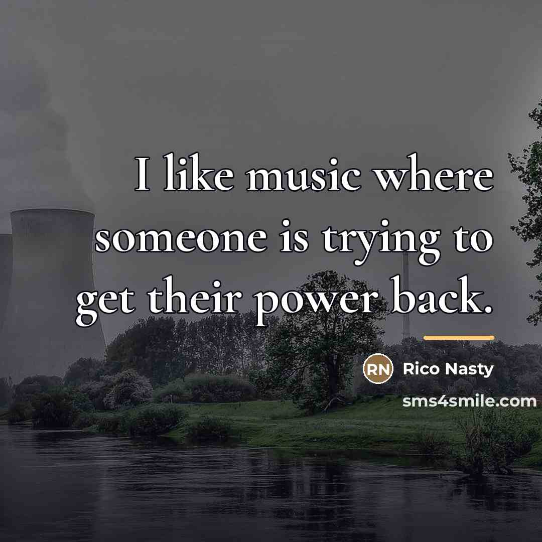 “I like music where someone is trying to get their…” quote by Rico Nasty