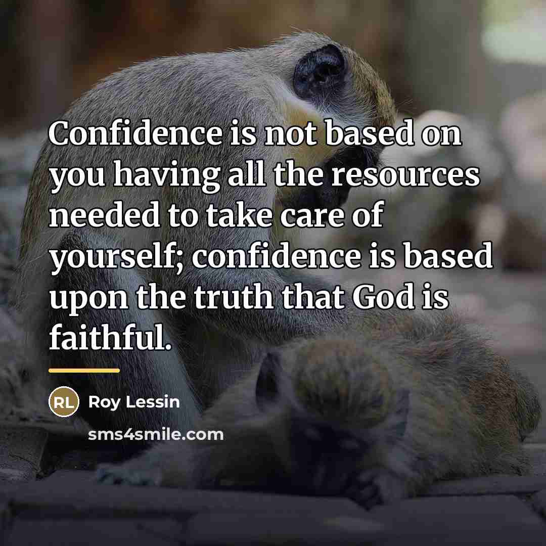 “Confidence is not based on you having all the resources…” quote by Roy Lessin