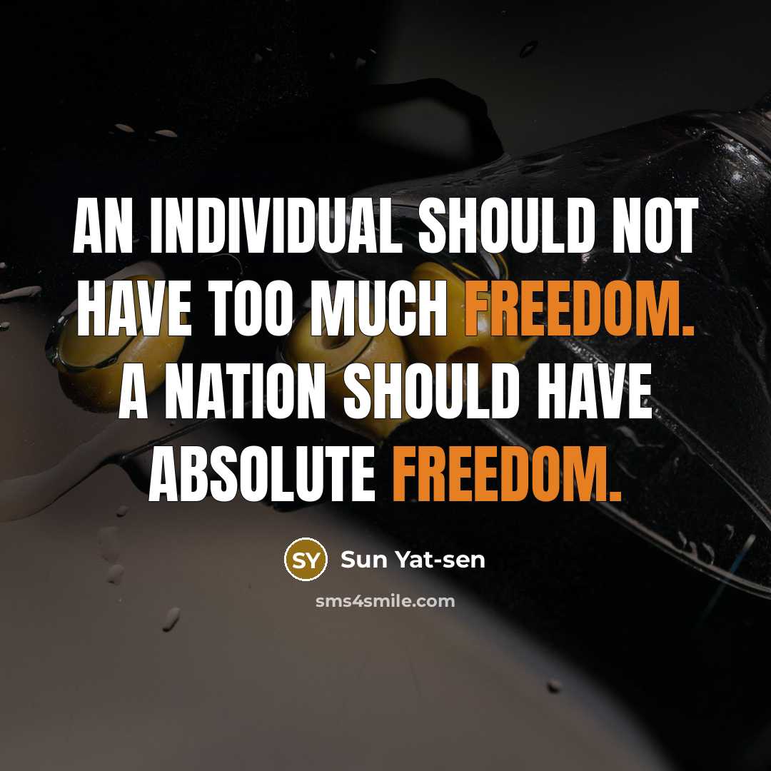 “An individual should not have too much freedom. A nation…” quote by Sun Yat-sen