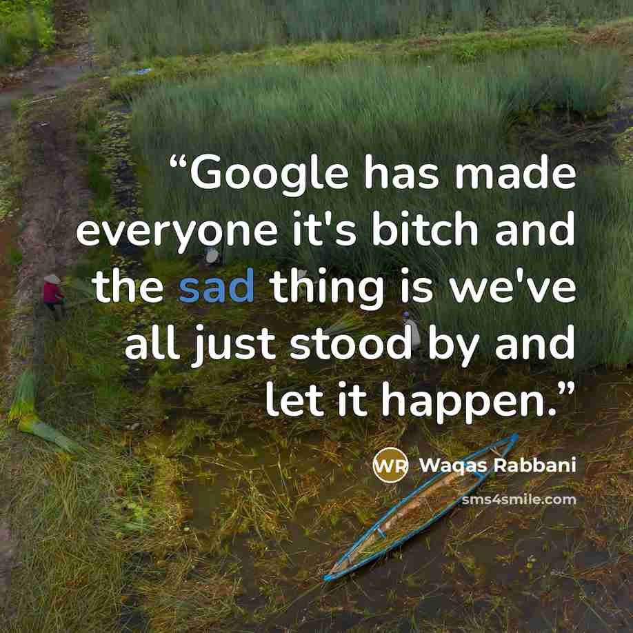 “Google has made everyone it's bitch and the sad thing is we've all just stood by and let it happen.” quote by Waqas Rabbani