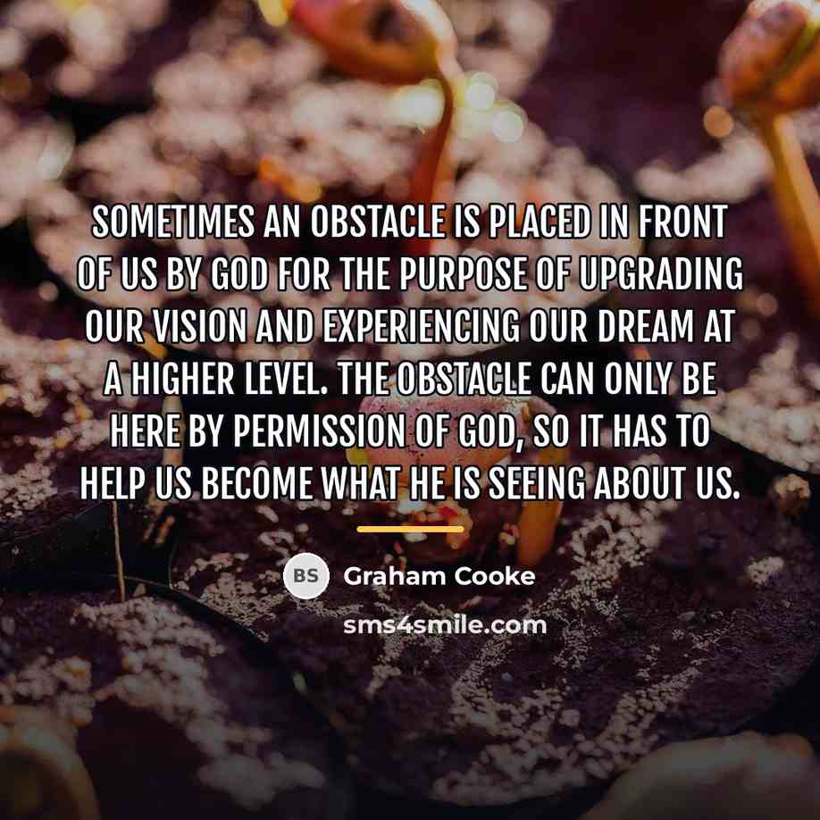 “Sometimes an obstacle is placed in front of us by…” quote by Graham Cooke