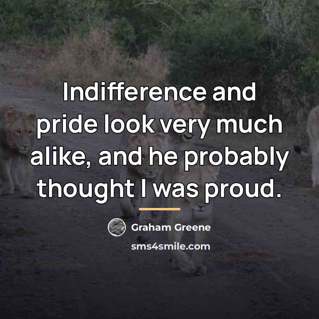 “Indifference and pride look very much alike, and he probably…” quote by Graham Greene