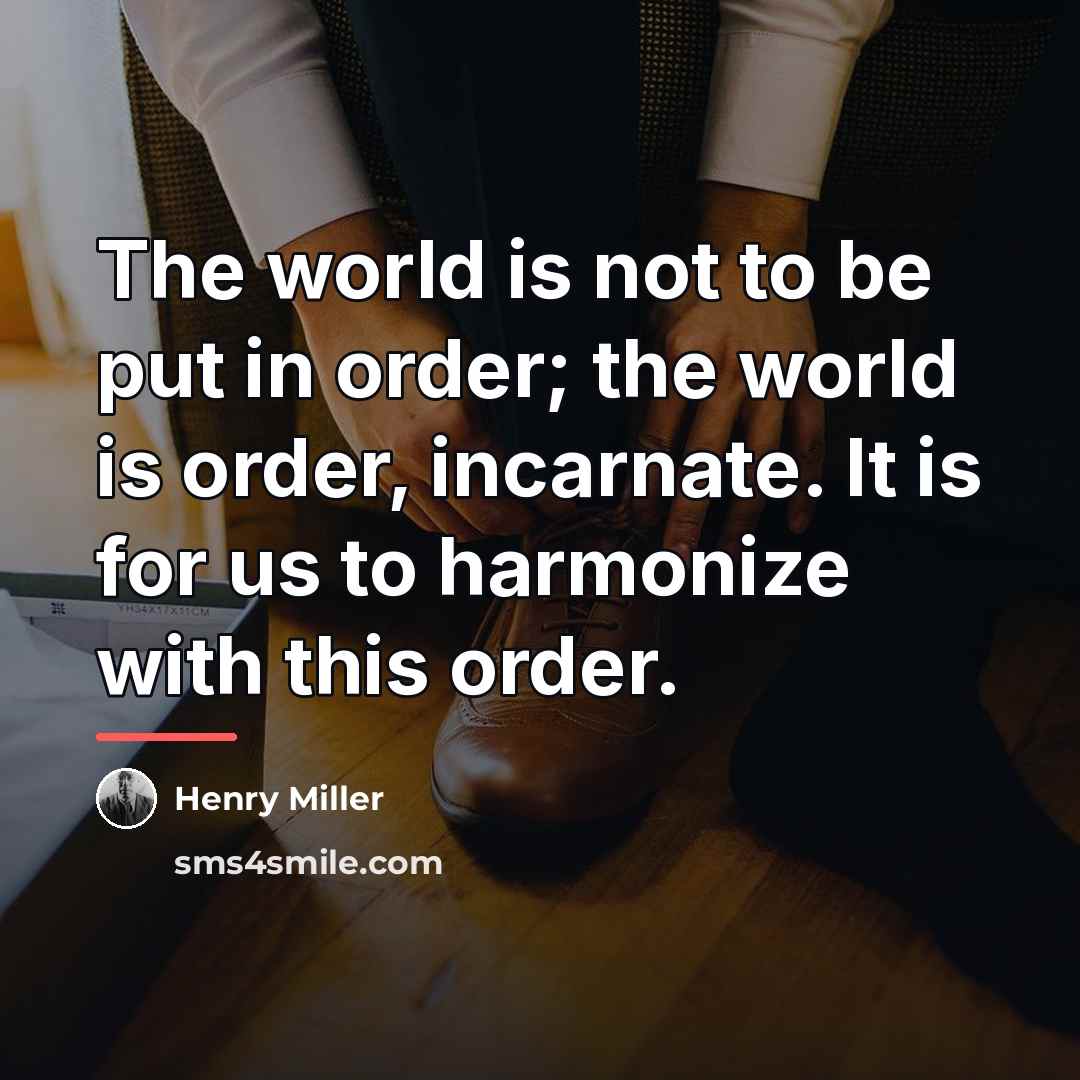 “The world is not to be put in order; the…” quote by Henry Miller