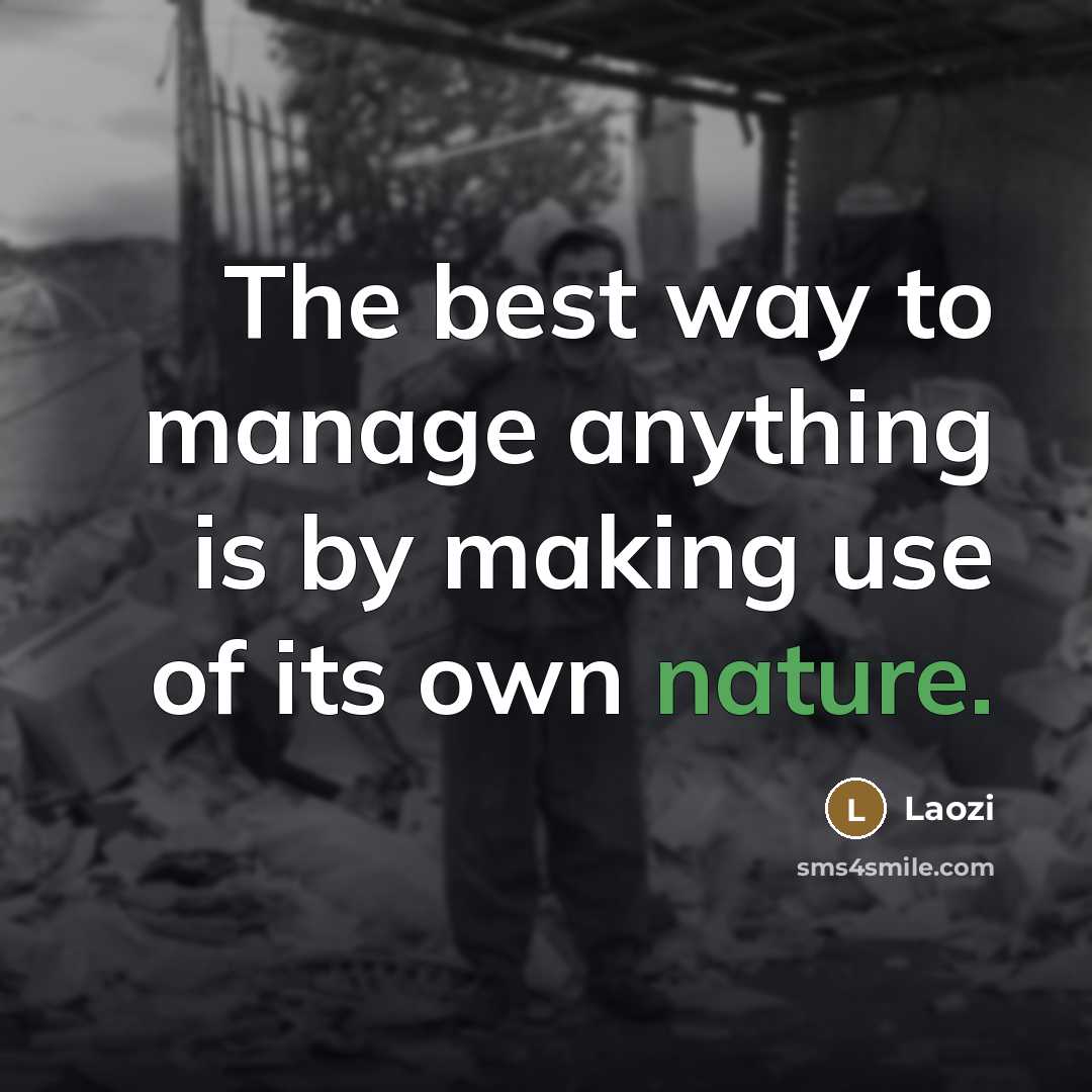 “The best way to manage anything is by making use…” quote by Laozi