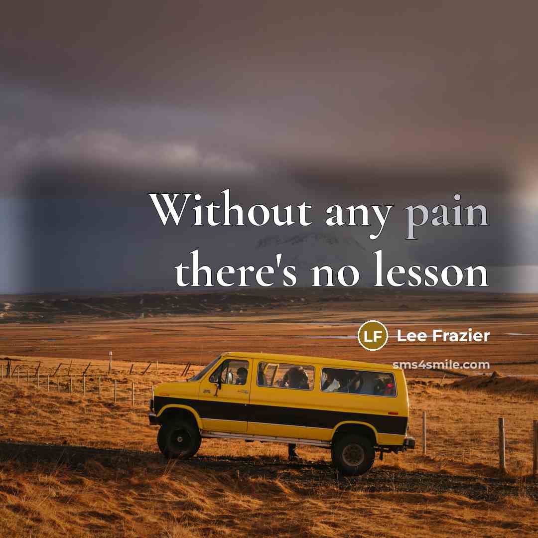 “Without any pain there's no lesson…” quote by Lee Frazier