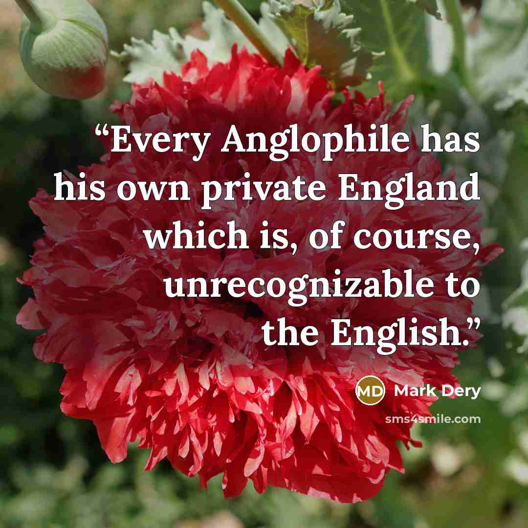 “Every Anglophile has his own private England which is, of course, unrecognizable to the English.” quote by Mark Dery