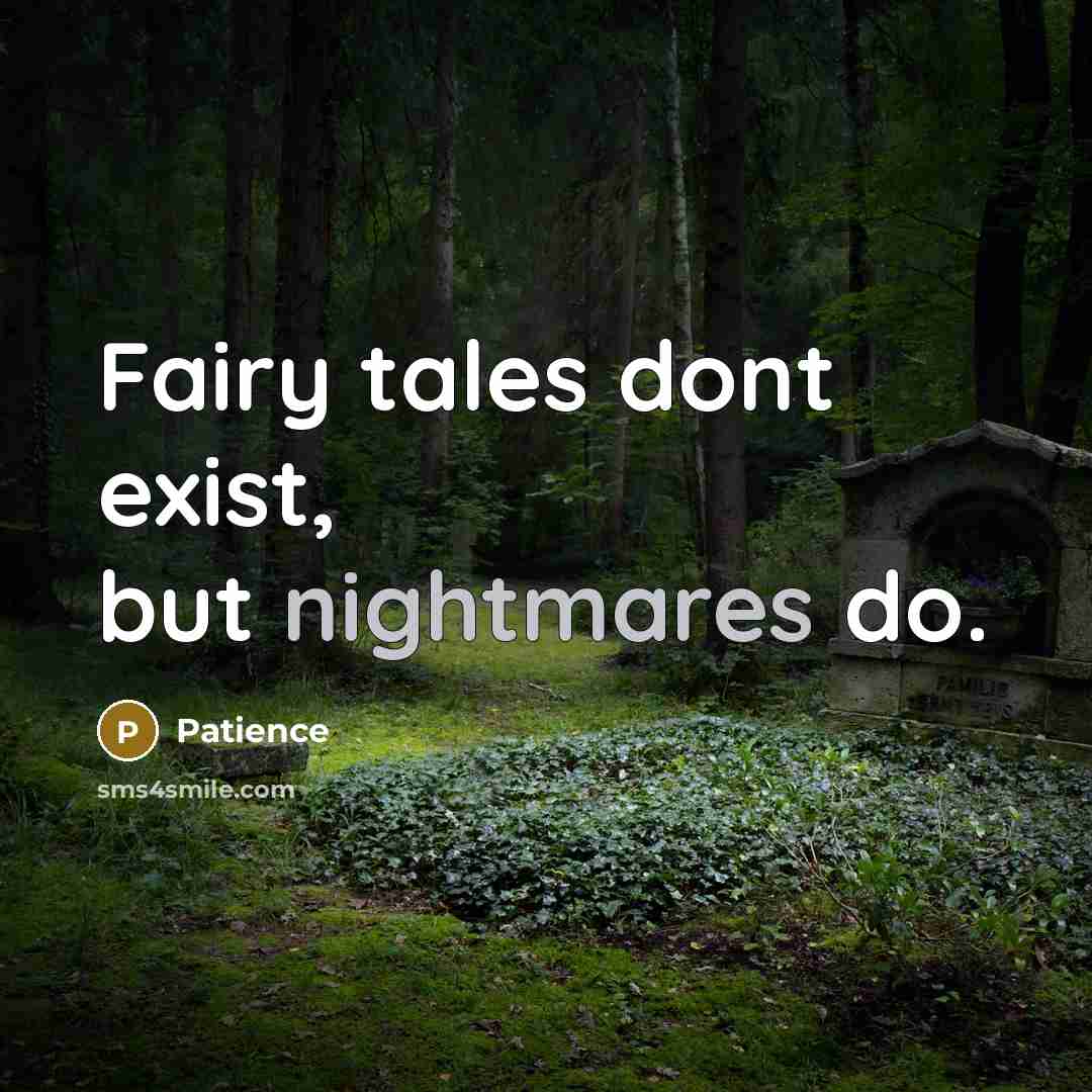 “Fairy tales dont exist, but nightmares do.” quote by Patience