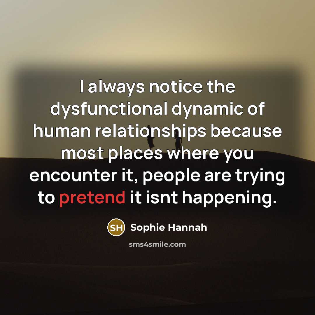 “I always notice the dysfunctional dynamic of human relationships because…” quote by Sophie Hannah