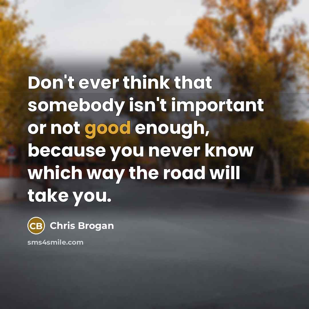 “Don't ever think that somebody isn't important or not good…” quote by Chris Brogan