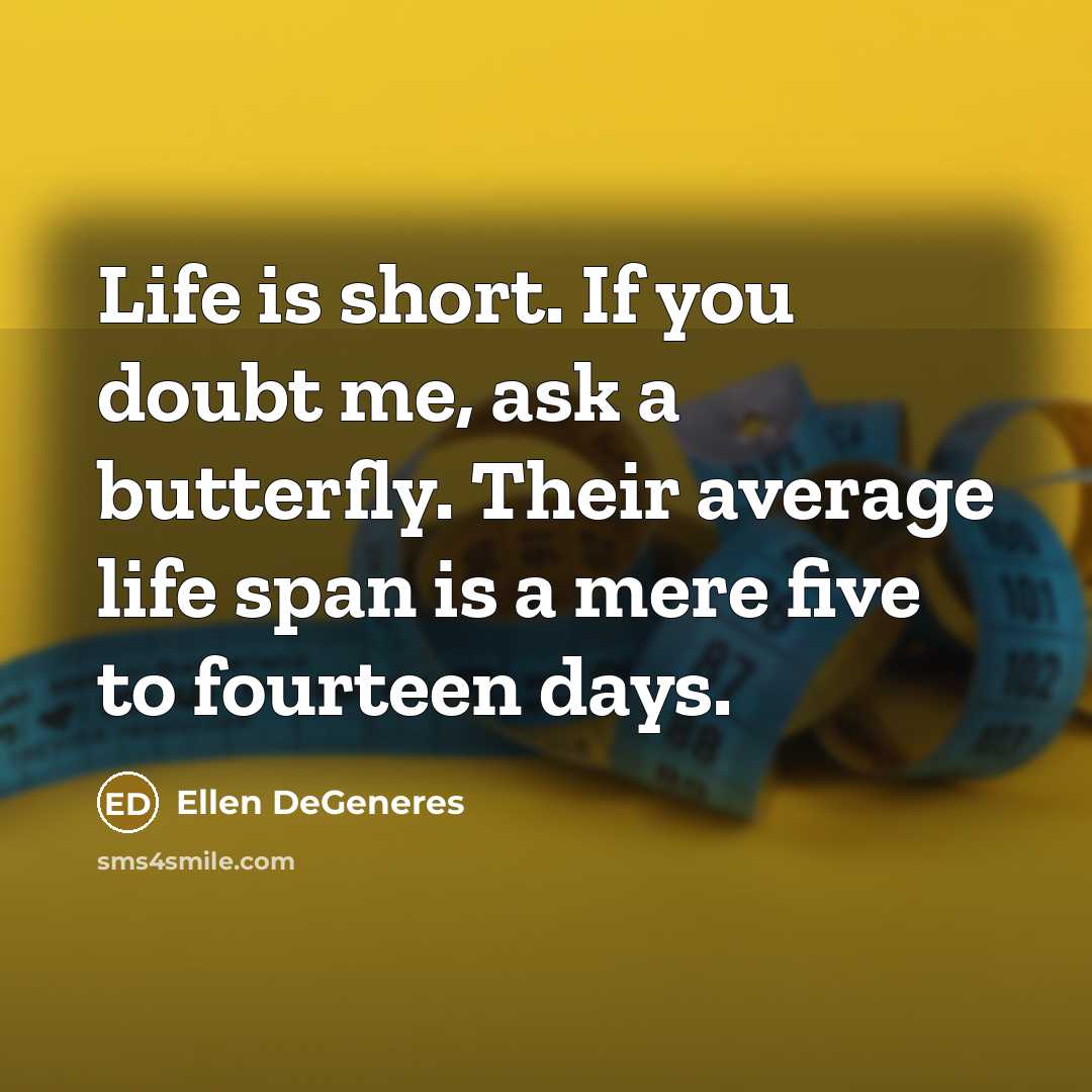 “Life is short. If you doubt me, ask a butterfly.…” quote by Ellen DeGeneres