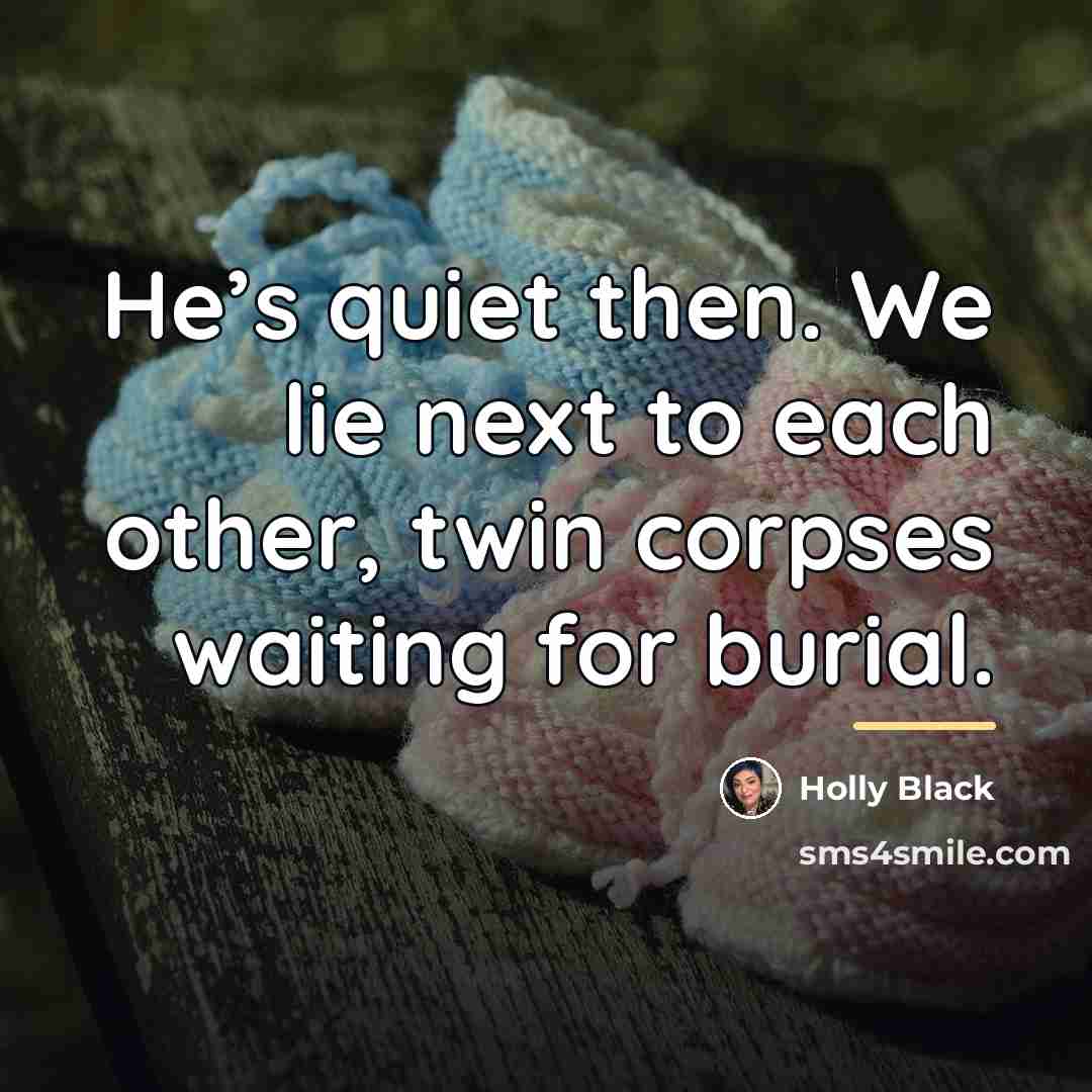 “He’s quiet then. We lie next to each other, twin…” quote by Holly Black