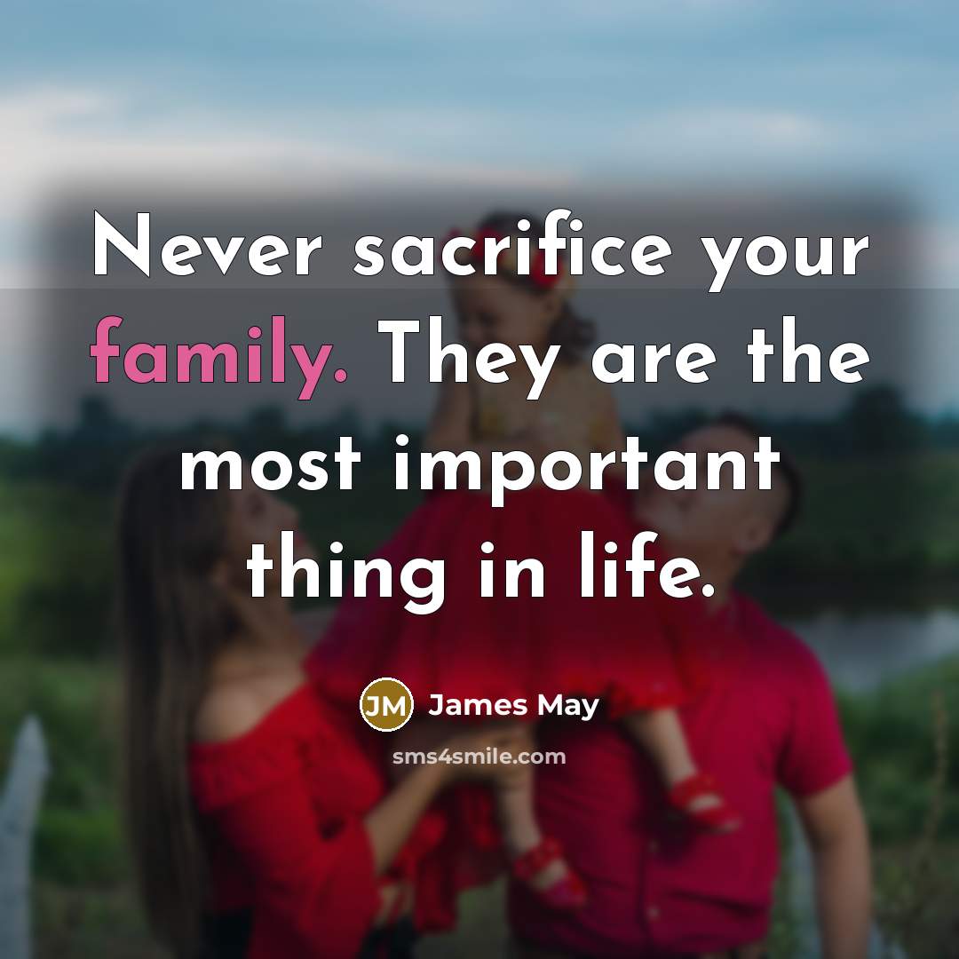 “Never sacrifice your family. They are the most important thing…” quote by James May