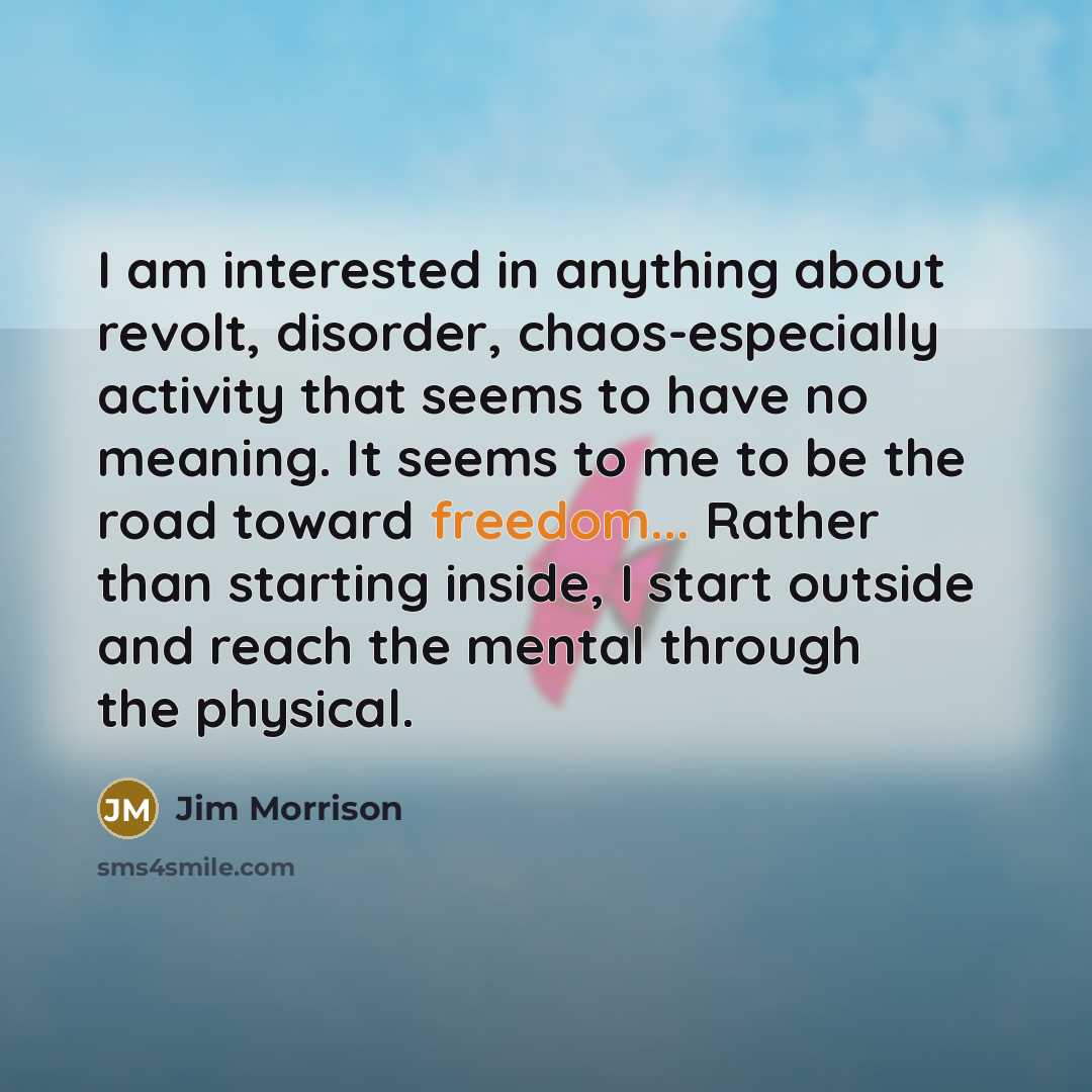 “I am interested in anything about revolt, disorder, chaos-especially activity…” quote by Jim Morrison