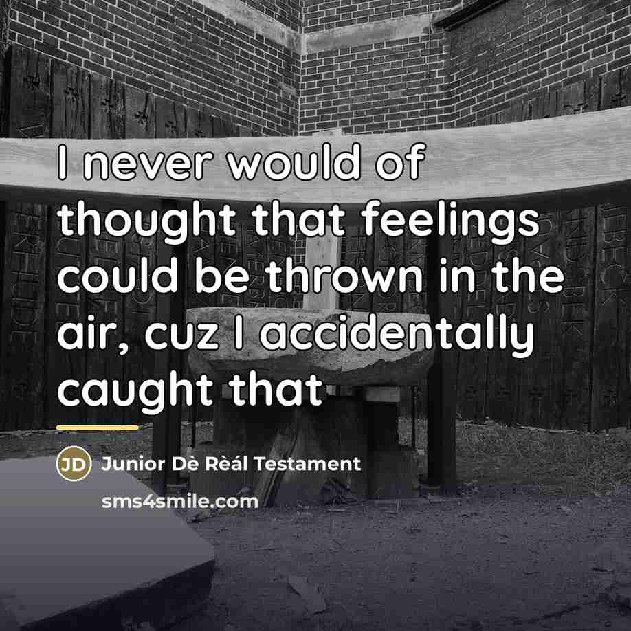 “I never would of thought that feelings could be thrown…” quote by Junior Dè Rèál Testament