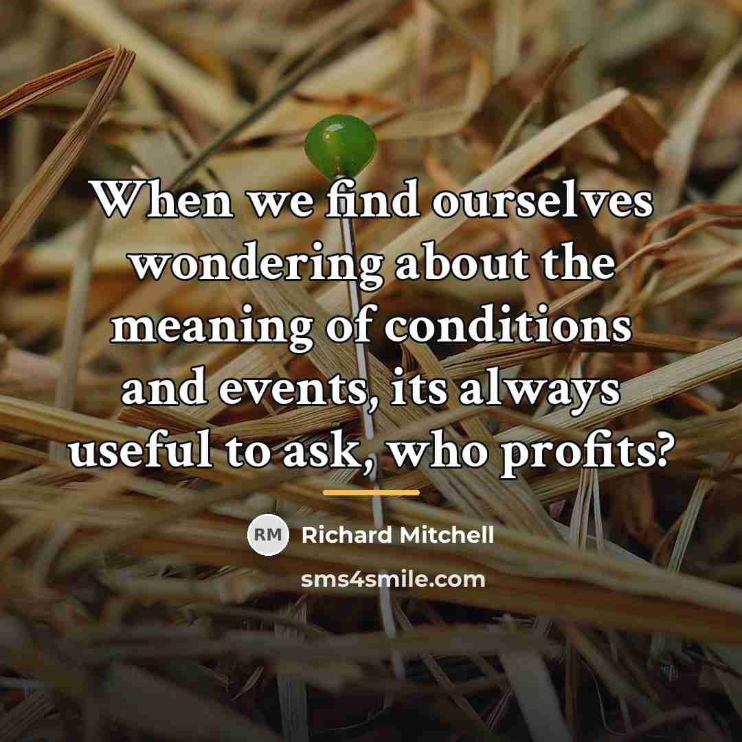“When we find ourselves wondering about the meaning of conditions…” quote by Richard Mitchell