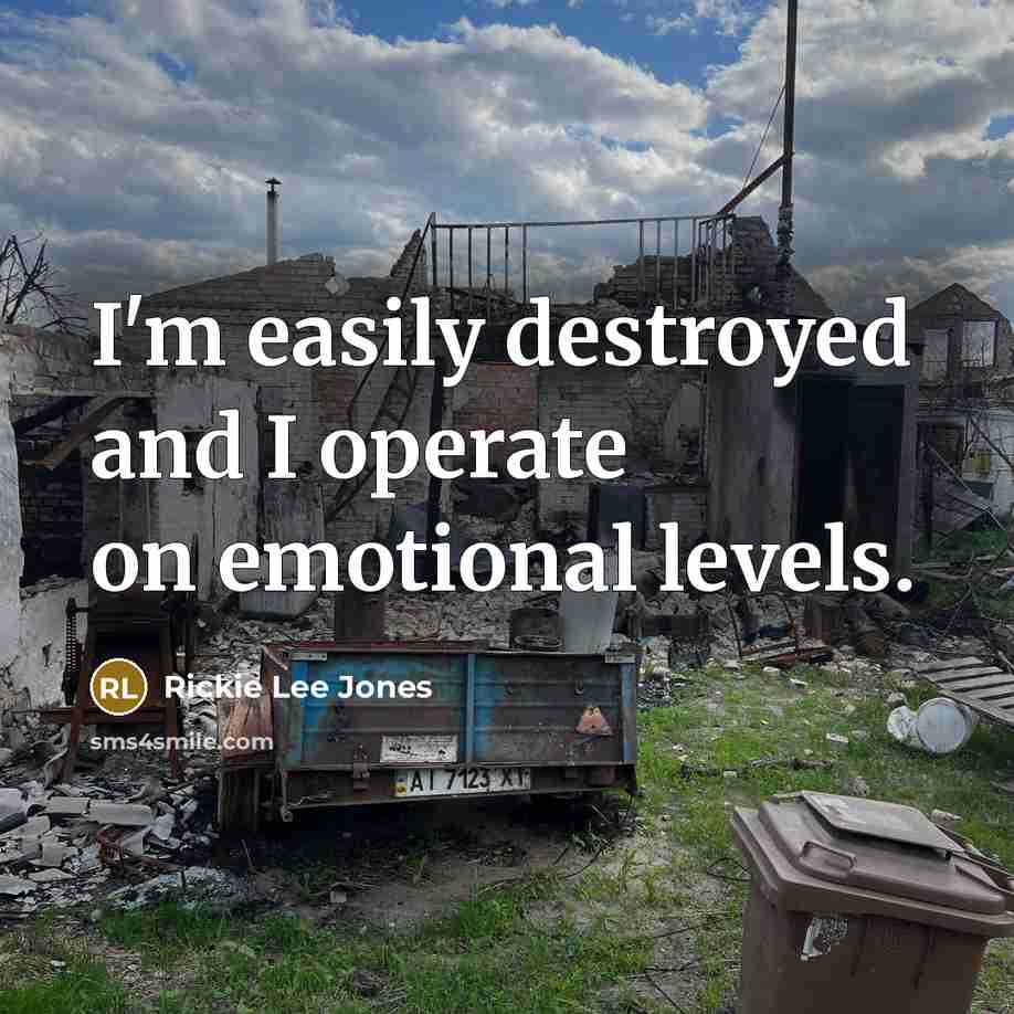 “I'm easily destroyed and I operate on emotional levels.…” quote by Rickie Lee Jones