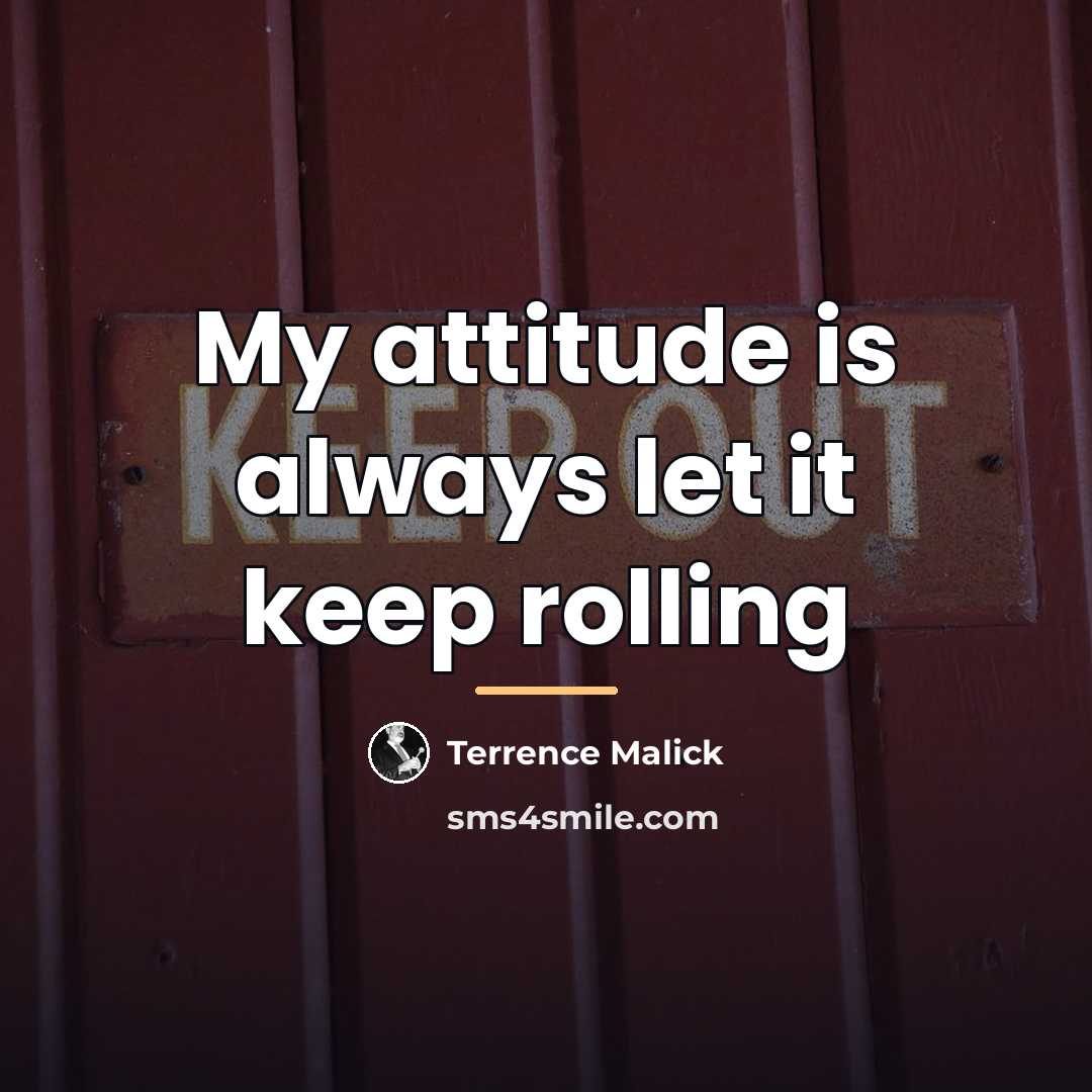 “My attitude is always let it keep rolling…” quote by Terrence Malick