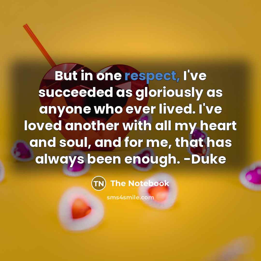 “But in one respect, I've succeeded as gloriously as anyone…” quote by The Notebook