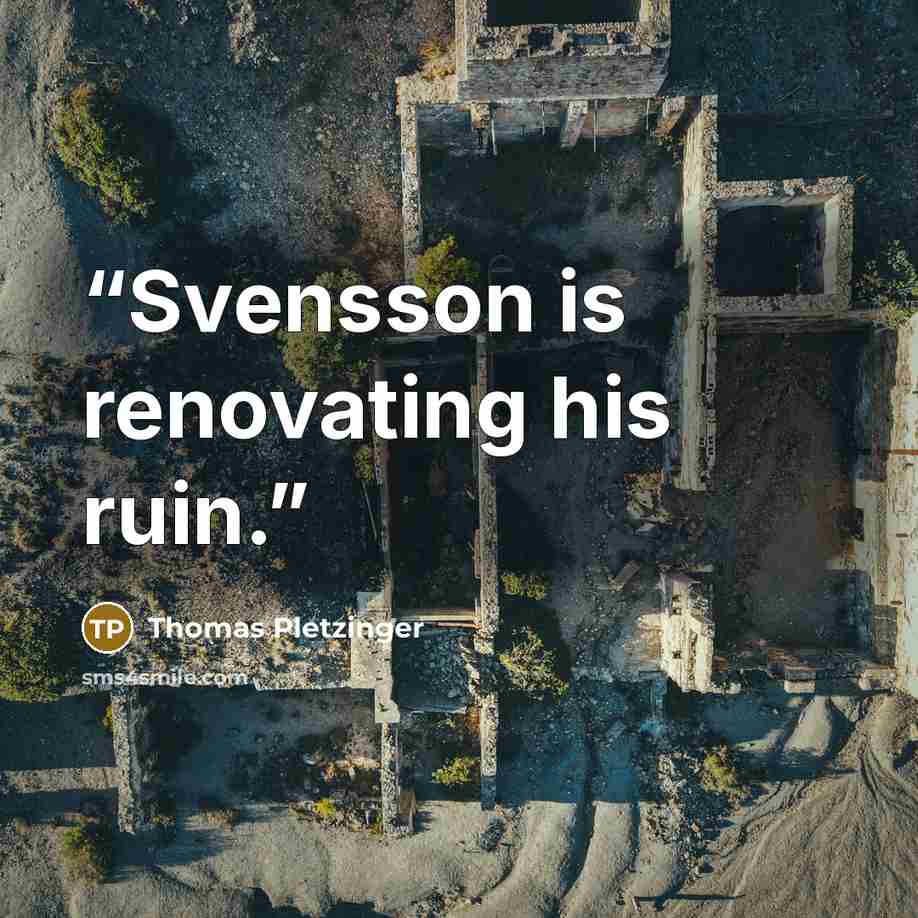 “Svensson is renovating his ruin.” quote by Thomas Pletzinger