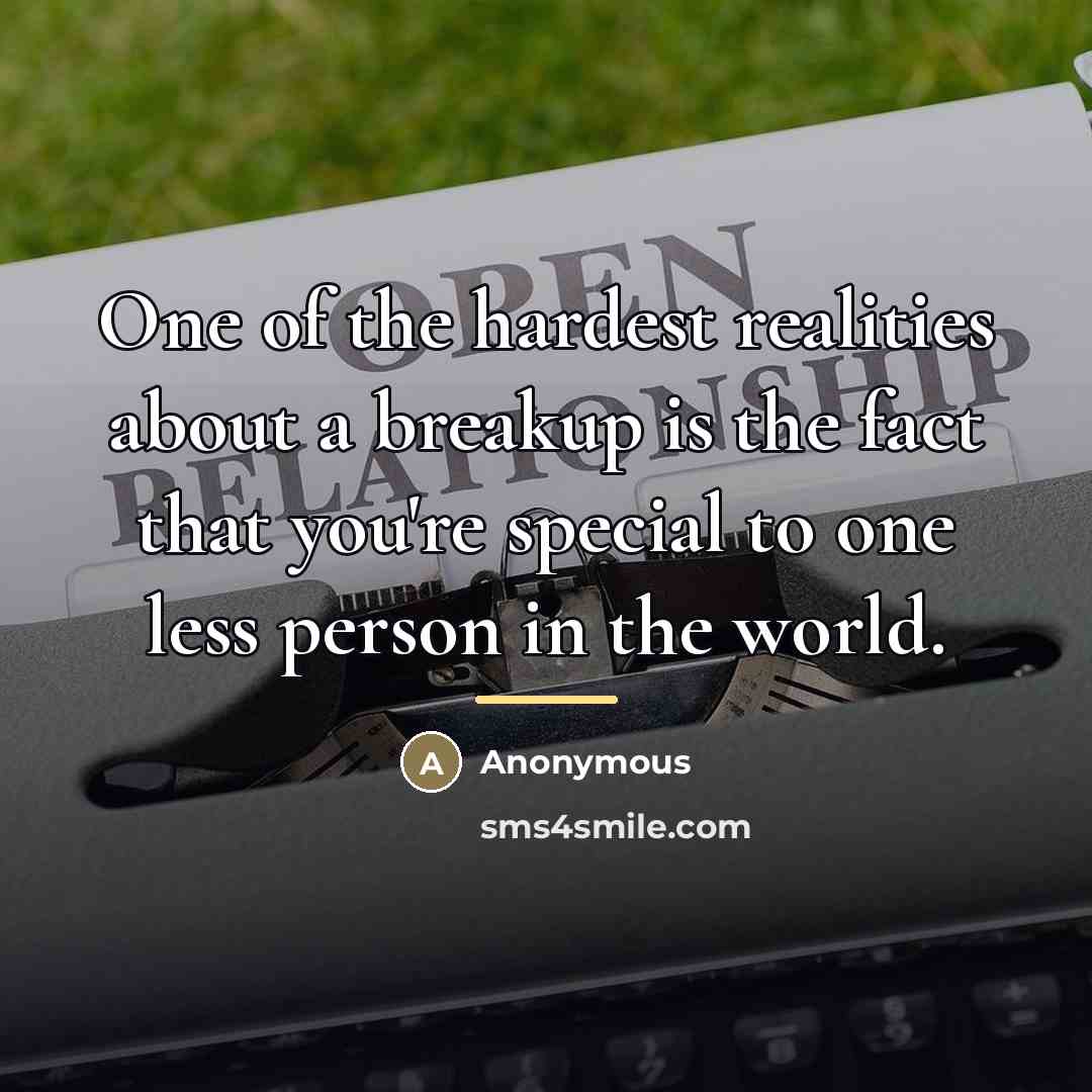 “One of the hardest realities about a breakup is the…” quote by Anonymous