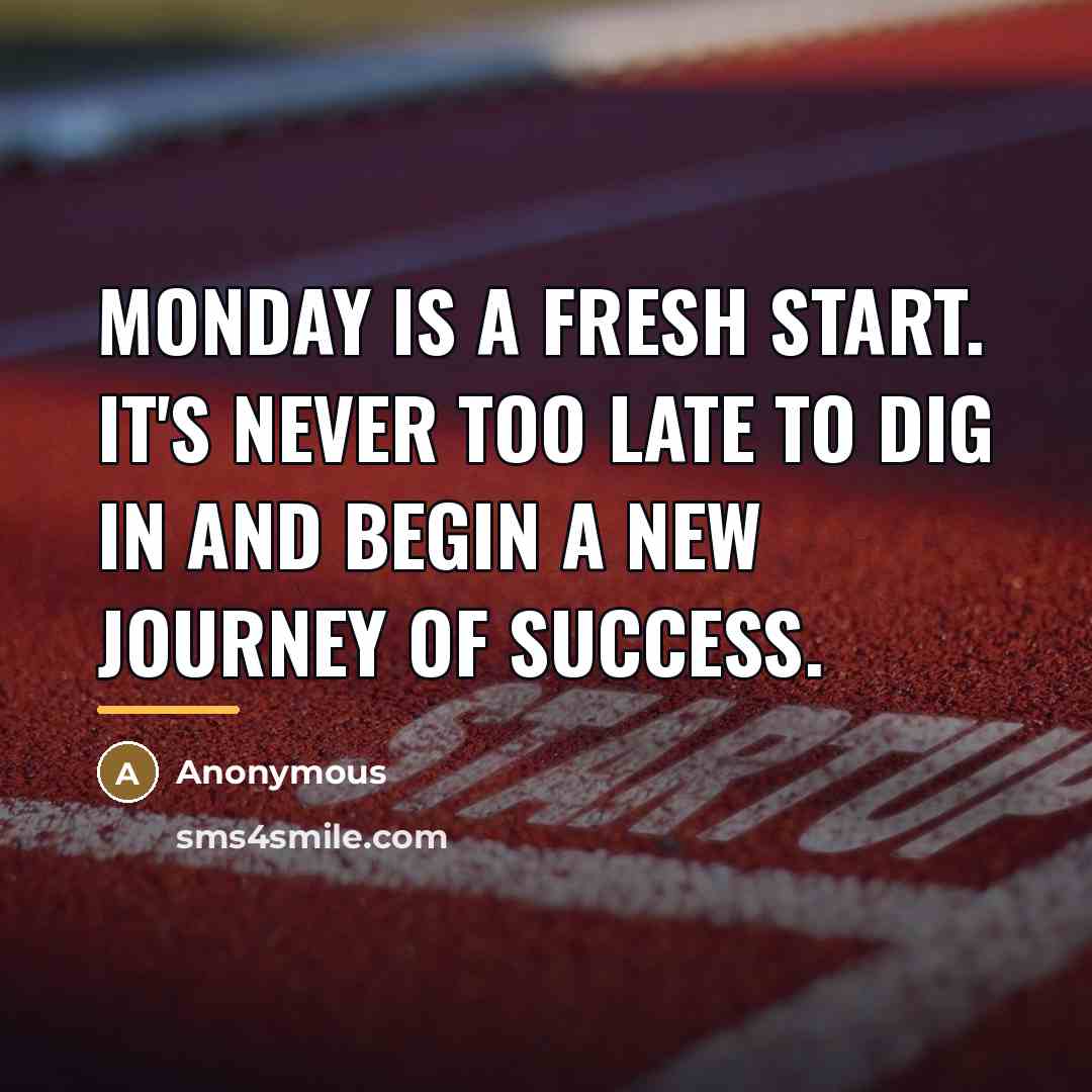 “Monday is a fresh start. It's never too late to…” quote by Anonymous
