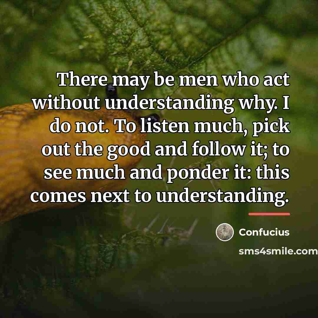 “There may be men who act without understanding why. I…” quote by Confucius