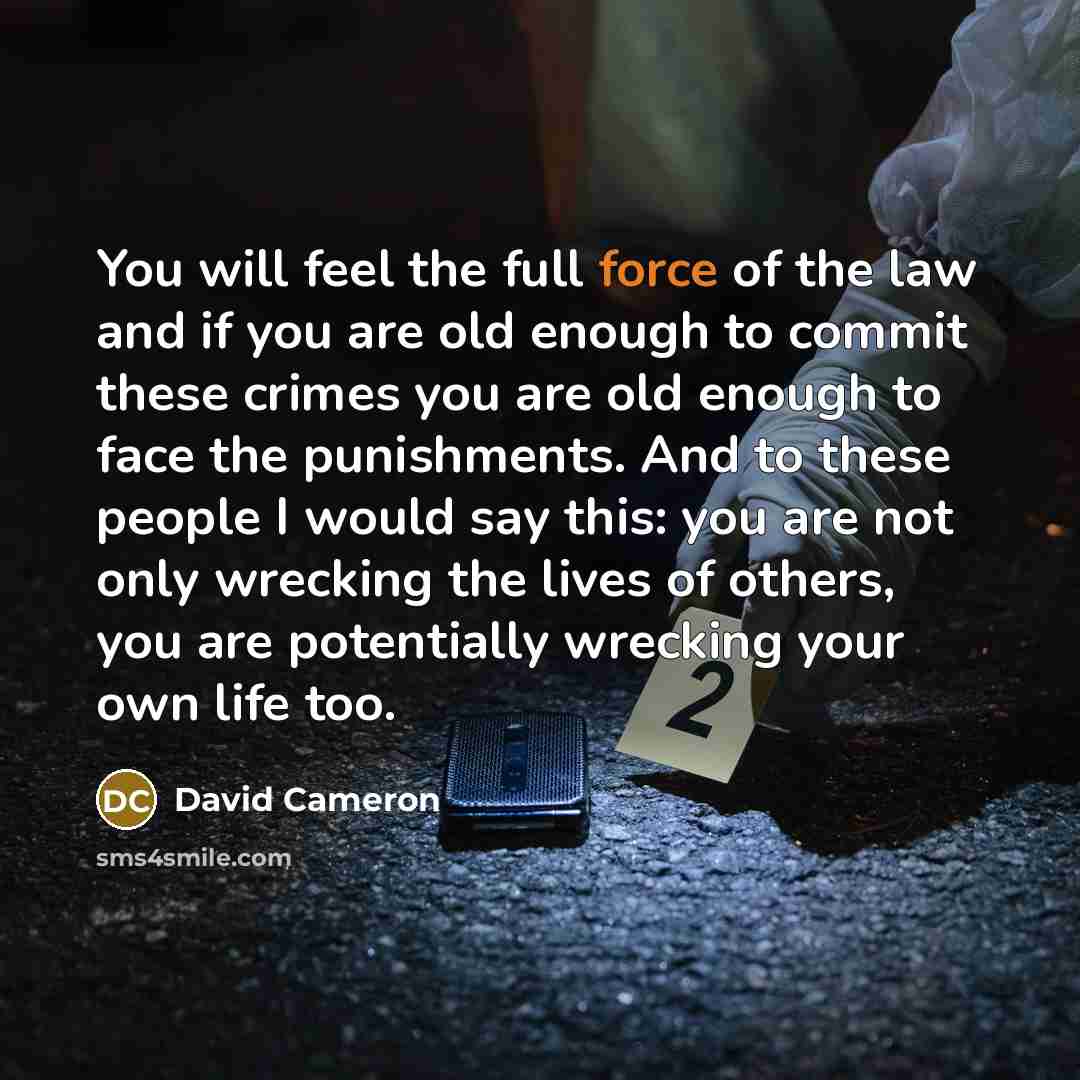 “You will feel the full force of the law and…” quote by David Cameron