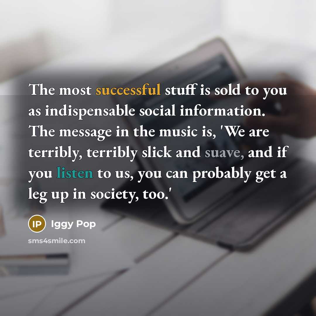 “The most successful stuff is sold to you as indispensable…” quote by Iggy Pop