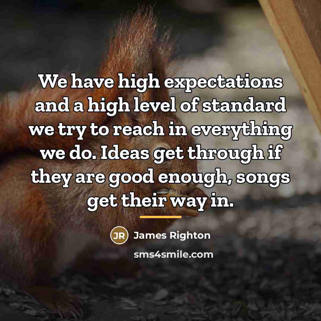 “We have high expectations and a high level of standard…” quote by James Righton