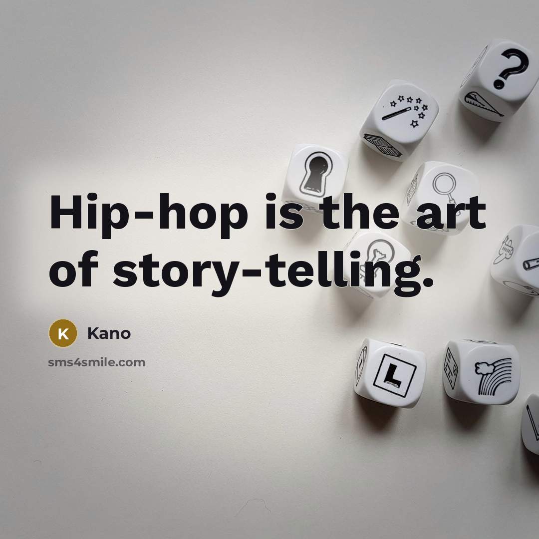 “Hip-hop is the art of story-telling.…” quote by Kano