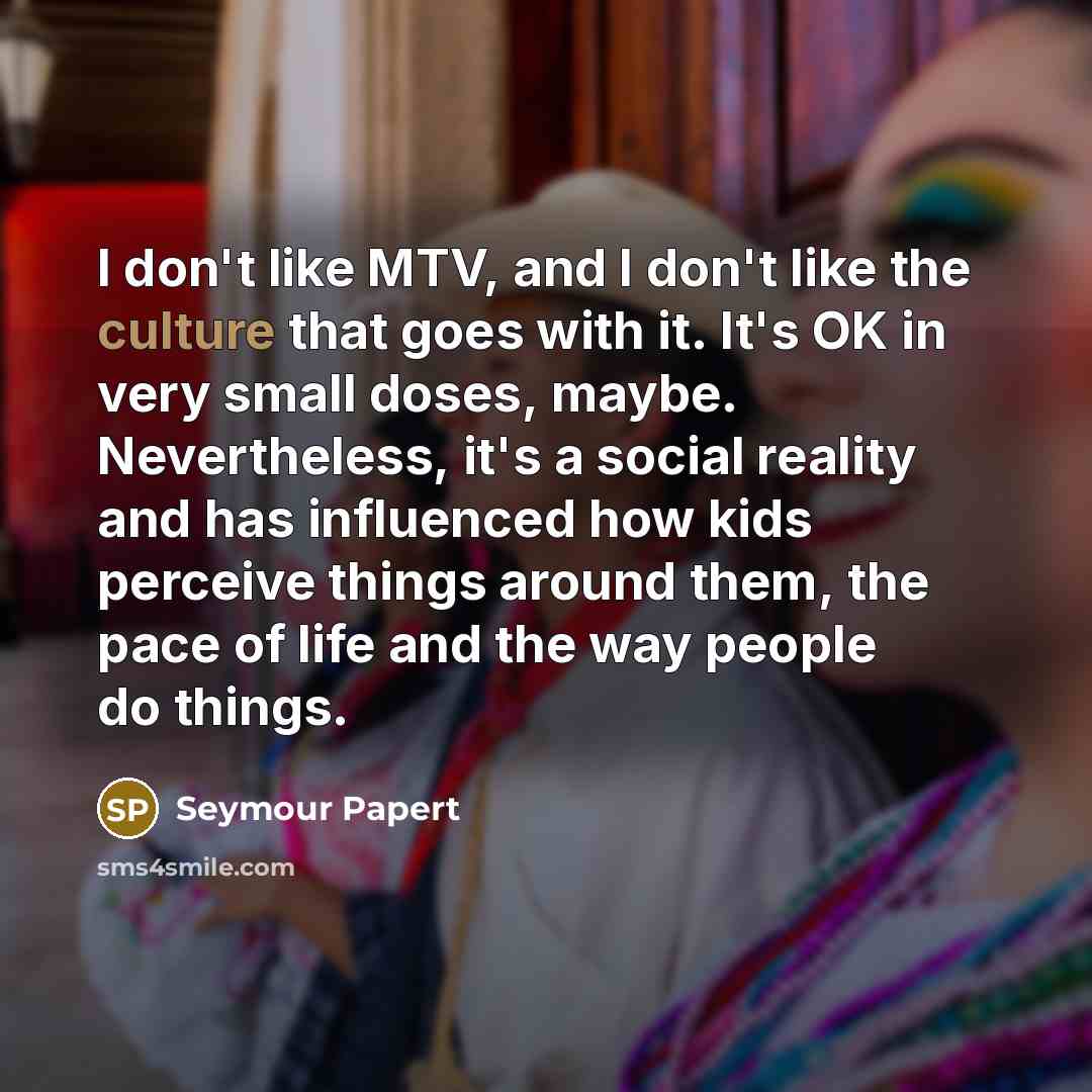 “I don't like MTV, and I don't like the culture…” quote by Seymour Papert