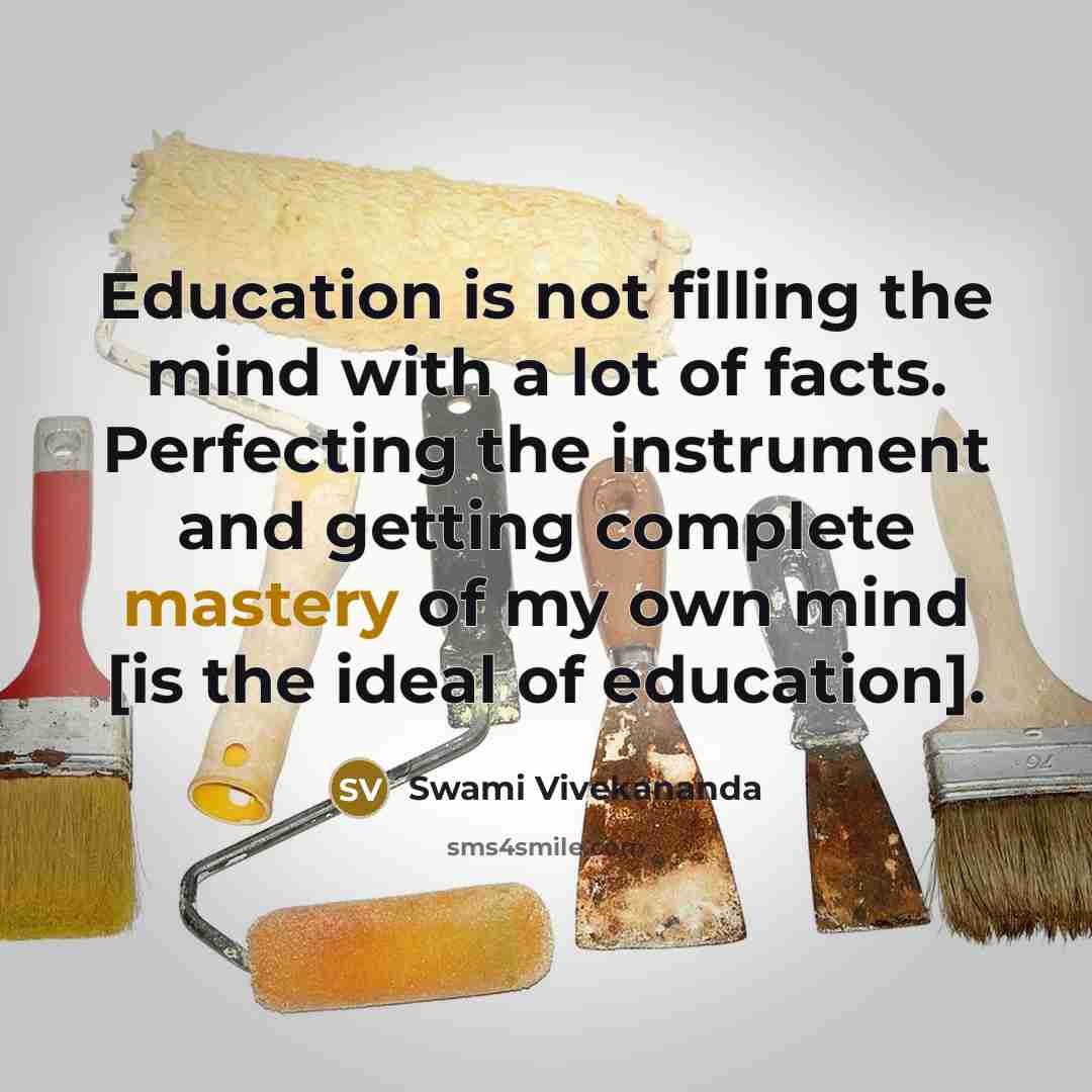 “Education is not filling the mind with a lot of…” quote by Swami Vivekananda