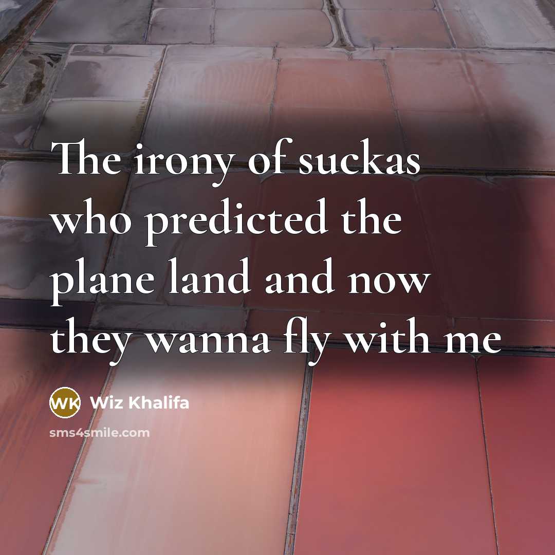 “The irony of suckas who predicted the plane land and now they wanna fly with me” quote by Wiz Khalifa