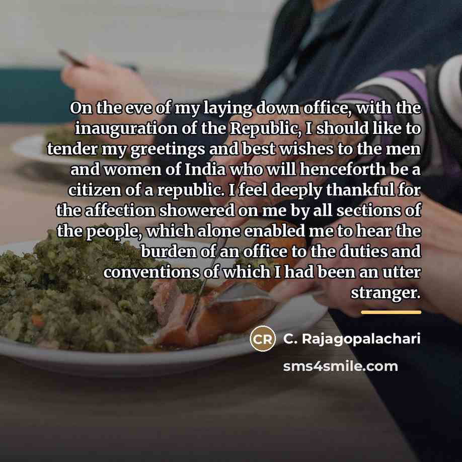 “On the eve of my laying down office, with the…” quote by C. Rajagopalachari