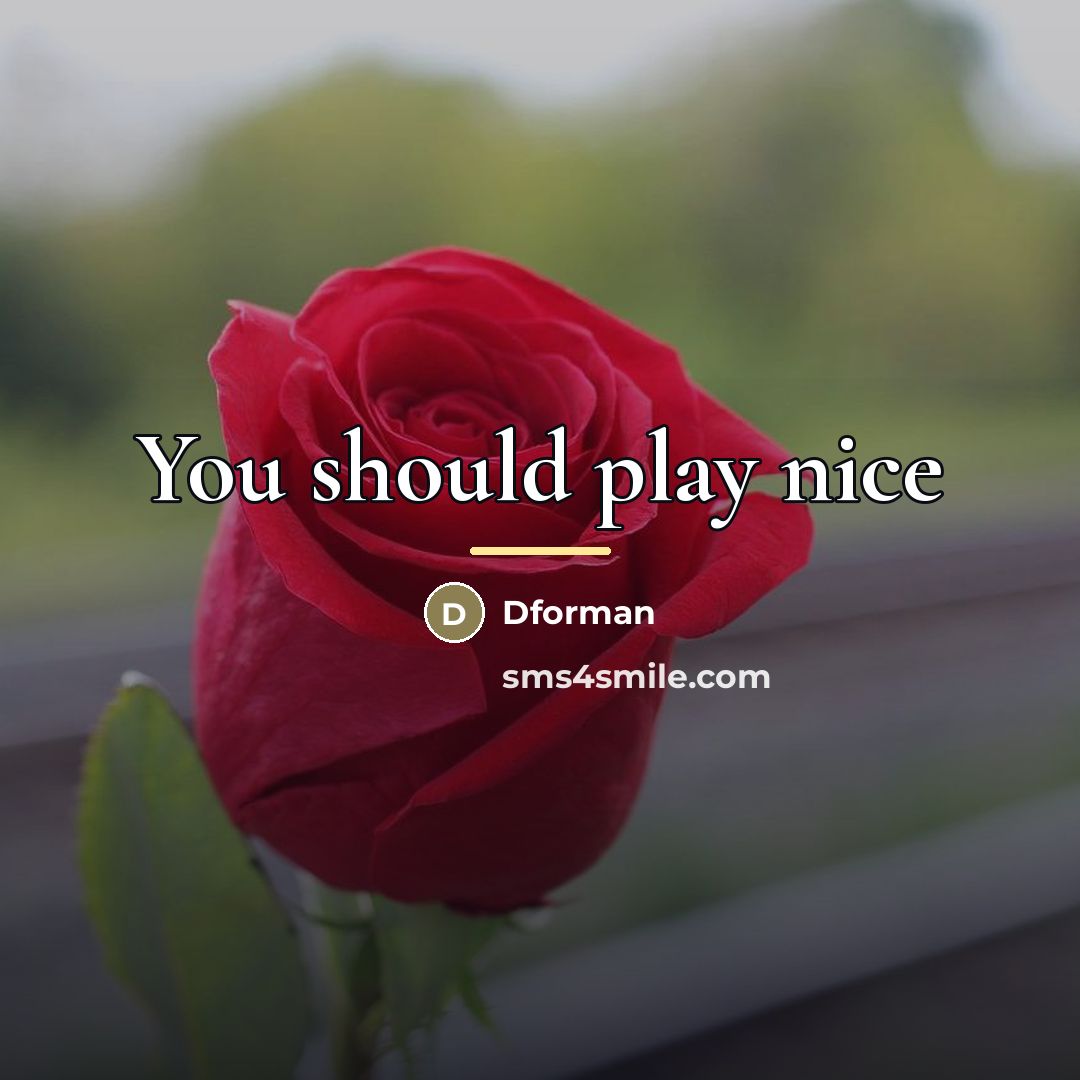 “You should play nice…” quote by Dforman