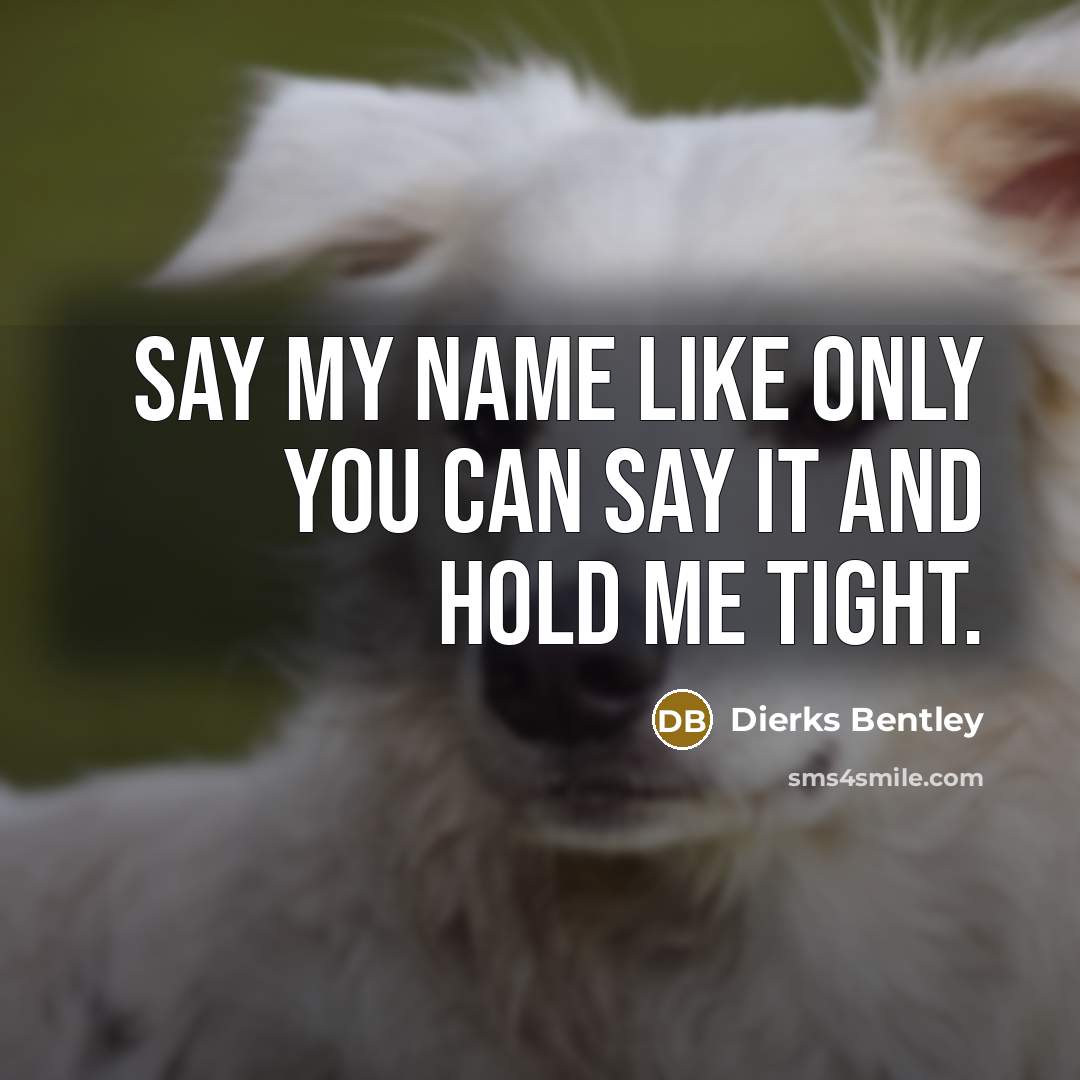 “Say my name like only you can say it and…” quote by Dierks Bentley