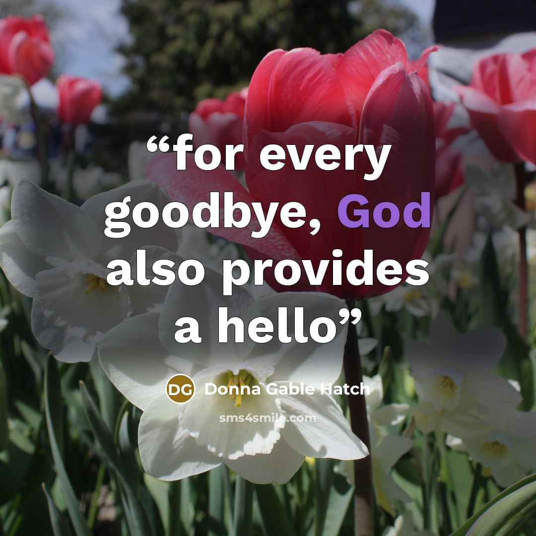 “for every goodbye, God also provides a hello” quote by Donna Gable Hatch